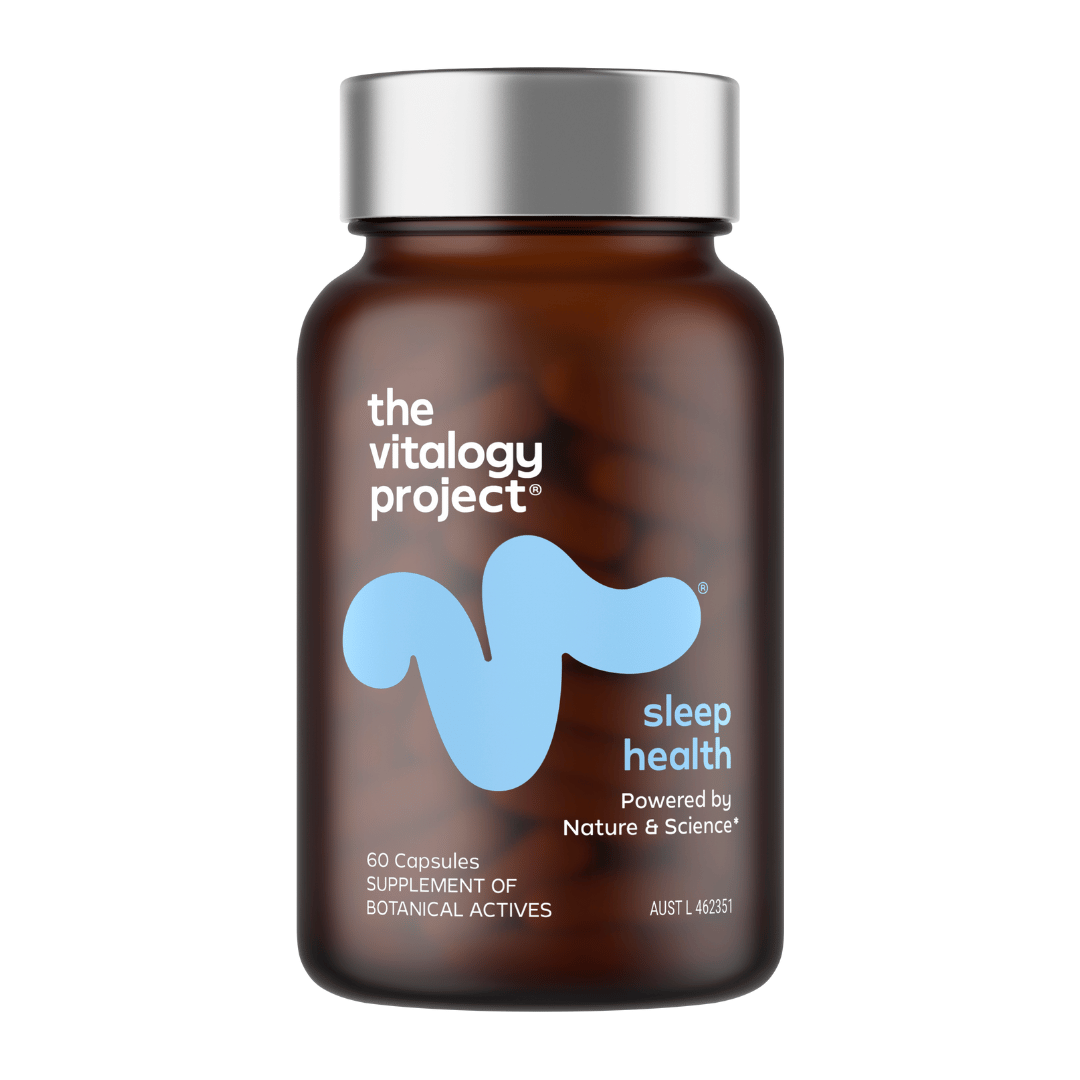 The Vitalogy Project's Sleep Health supplement, powered by natural botanical extracts, promoting quality sleep and enhances a refreshing, restorative sleep.